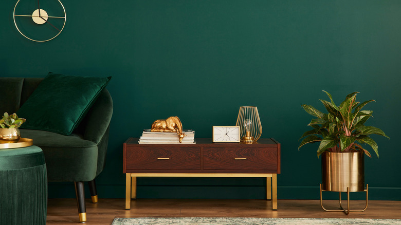 coffee table with gold accents 