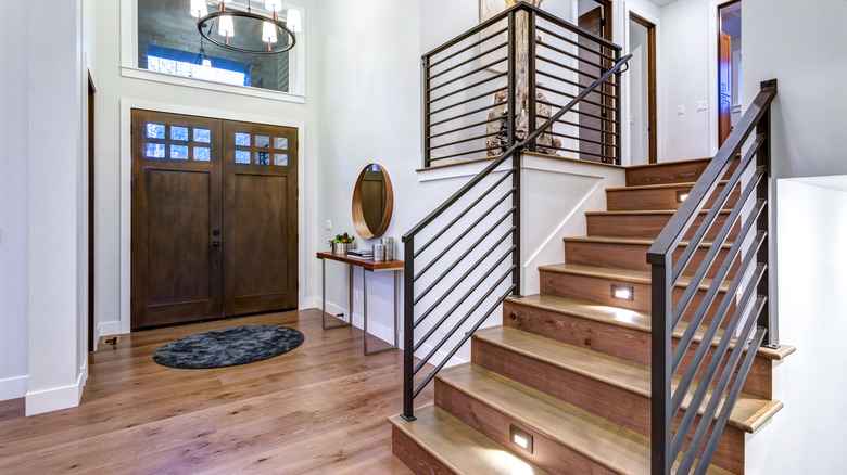 black metal railings on stairs