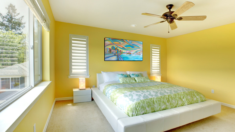 bedroom with light yellow walls