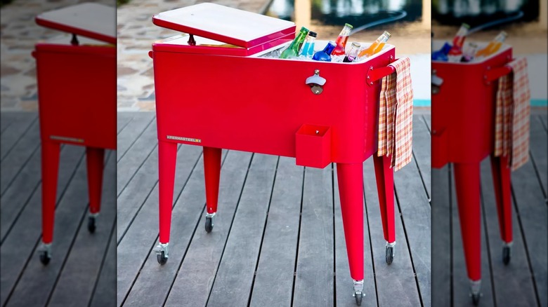 Red filled cooler cart