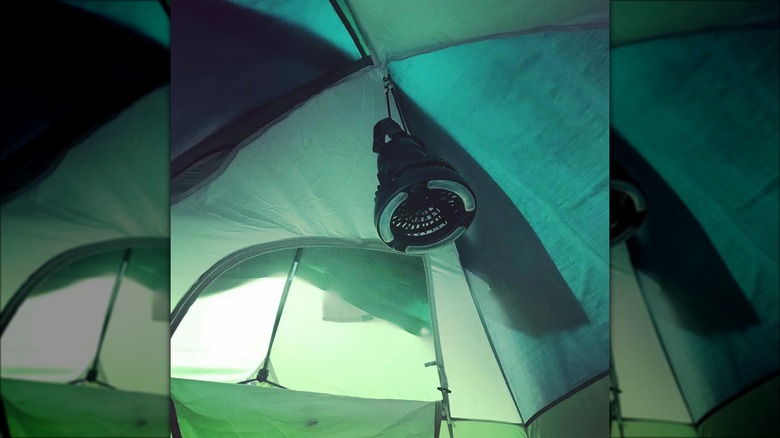 Fan in tent