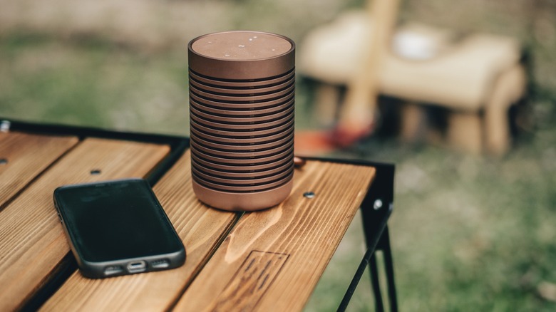 Bluetooth speaker on table