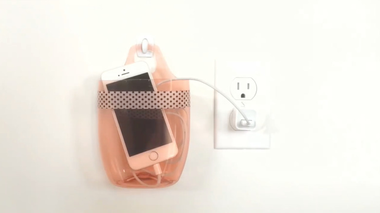 pink cell phone charger holder