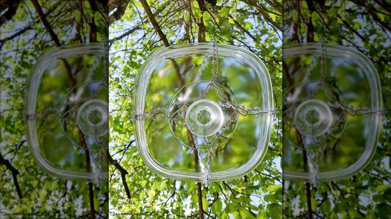 glass lid hanging bird bath