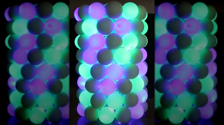 Purple and green ping pong ball bubble lamp