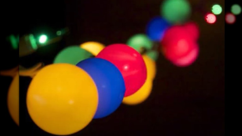 Fairy string lights with painted ping pong balls