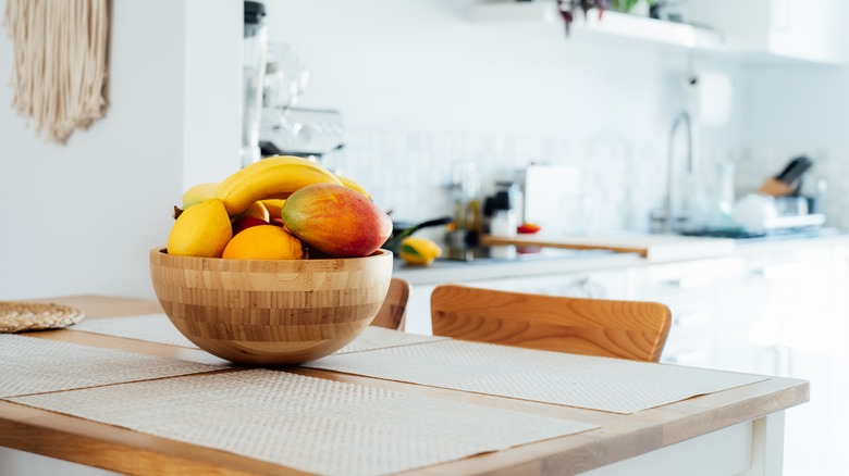 fruit bowl on wood table