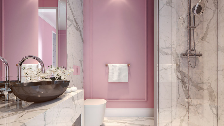 Mauve pink bathroom