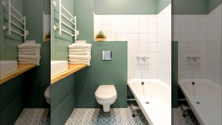 Olive green bathroom