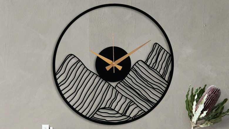 abstract mountains on black clock