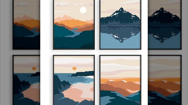 four colorful mountain prints