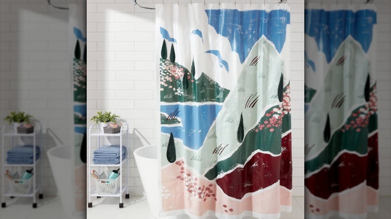 colorful mountain shower curtain