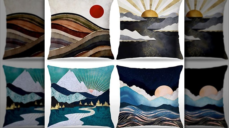 four landscape throw pillows