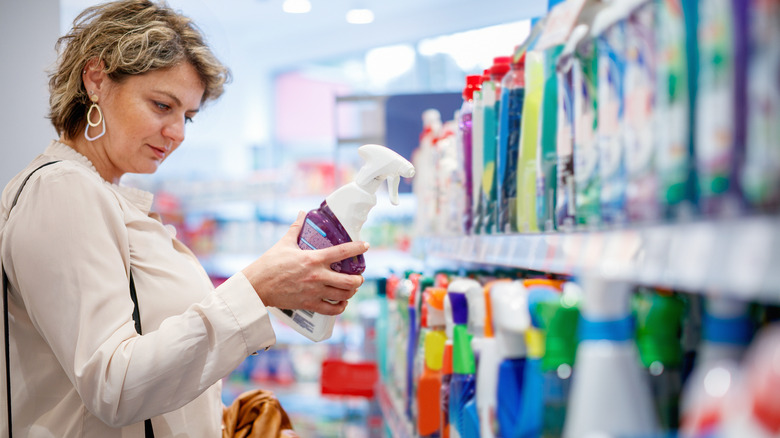 woman shopping for cleaning products