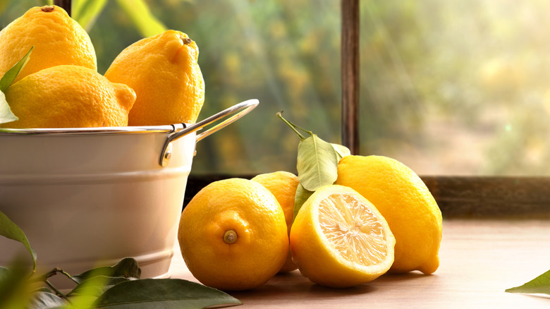 lemons on windowsill