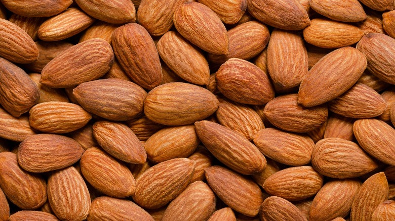 a close up of almonds