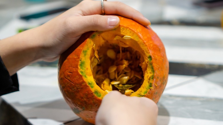 Inside of cut out pumpkin