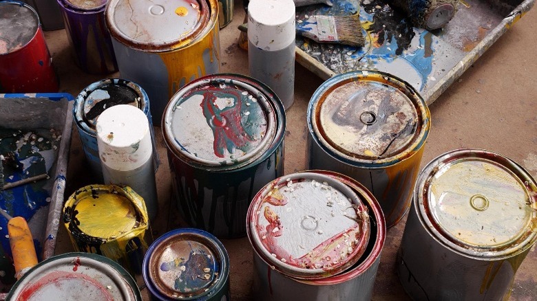 Old paint cans