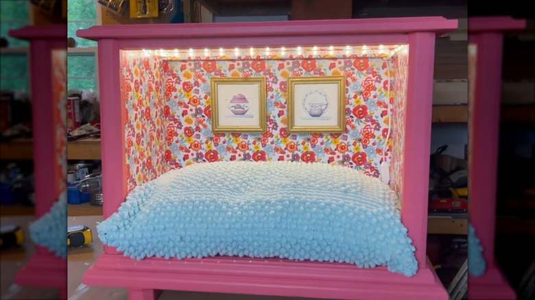 pink nightstand pet bed