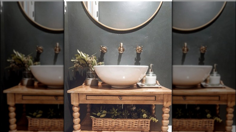 nightstand vanity in bathroom