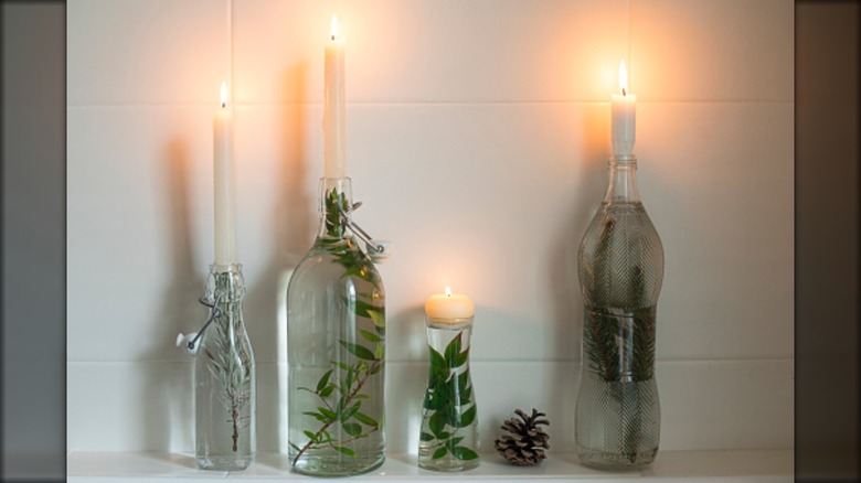 glass bottle candle holders