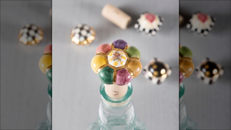 colorful knob wine stopper