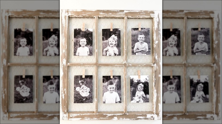 photos in repurposed window display