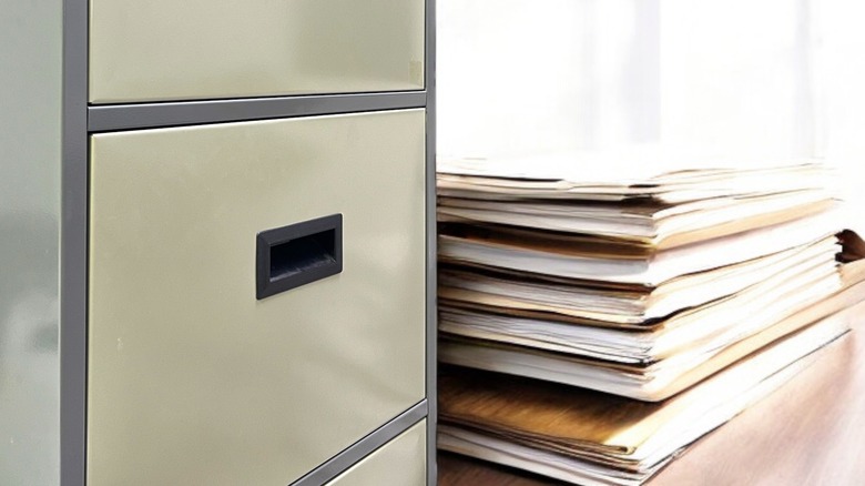 Filing cabinet in office