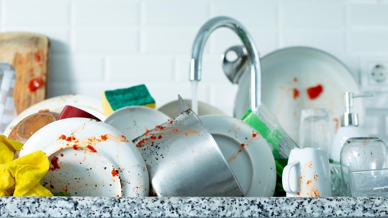 Dirty dishes in sink