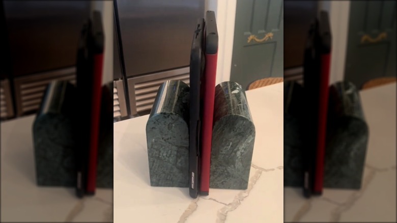 tablets between book ends