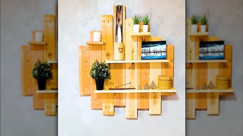 tiered-style pallet wood wall shelf