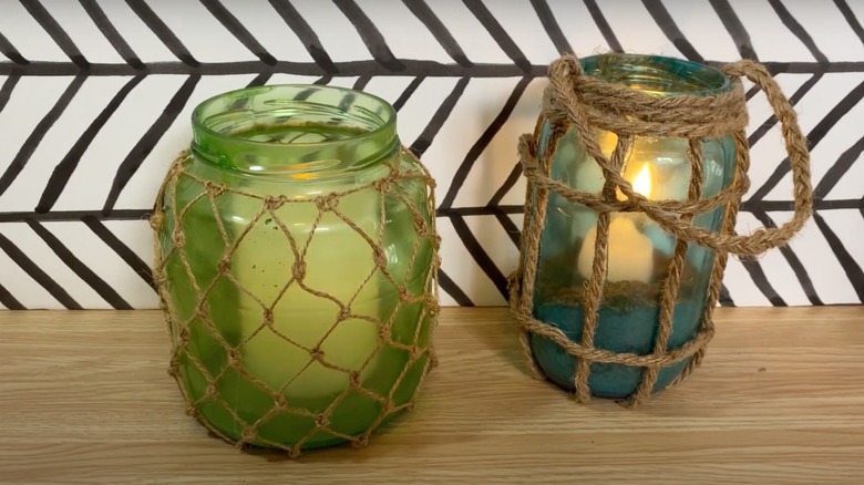 pickle jars with candles inside