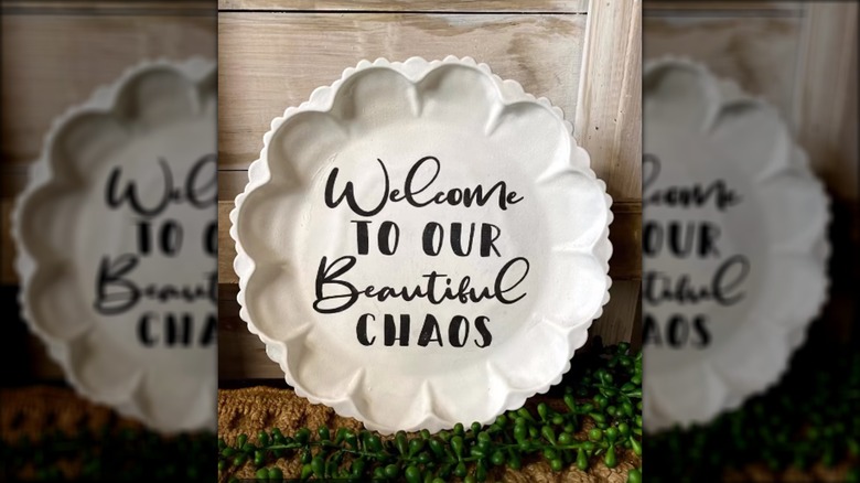 decorative sign on platter