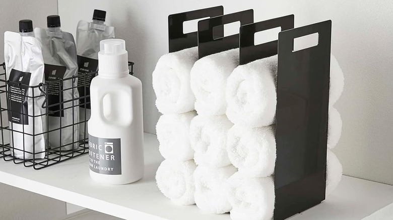 File organizer holding hand towels