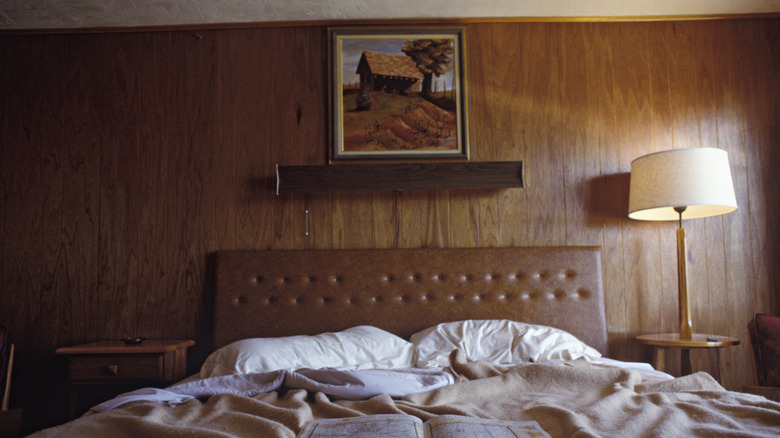 wood paneling in bedroom