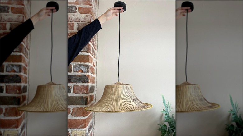 straw hat hanging light