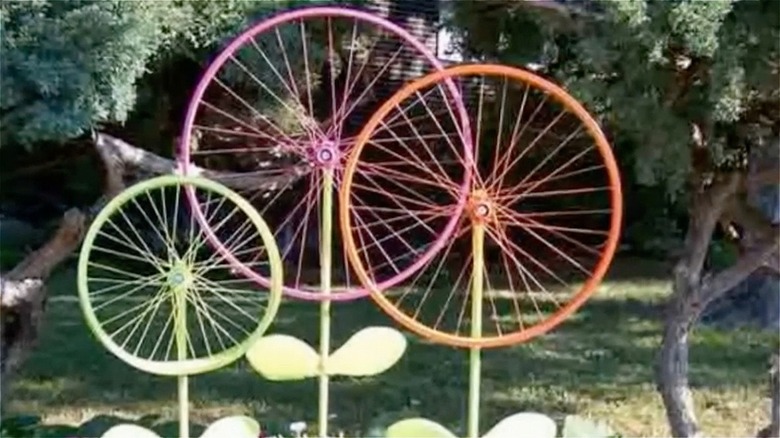 large bike wheel flowers