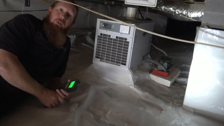 Dehumidifier in a crawl space