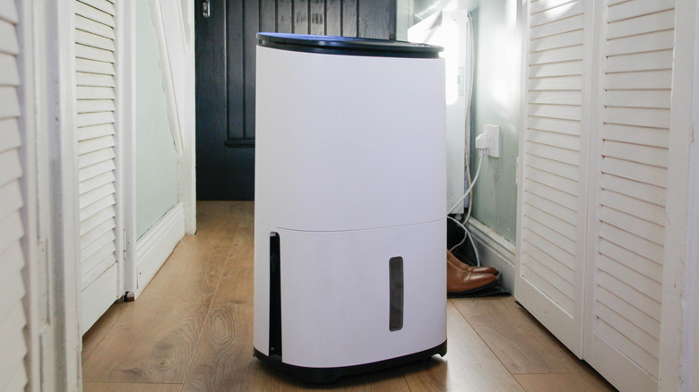 Dehumidifier sitting in an entryway