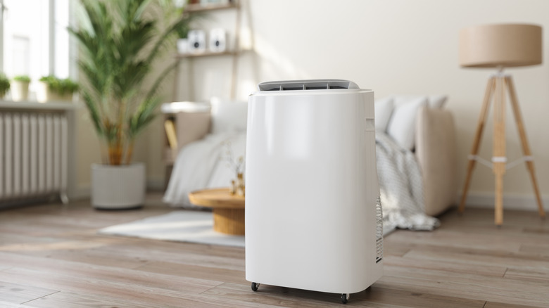 Dehumidifier on the floor in a living room