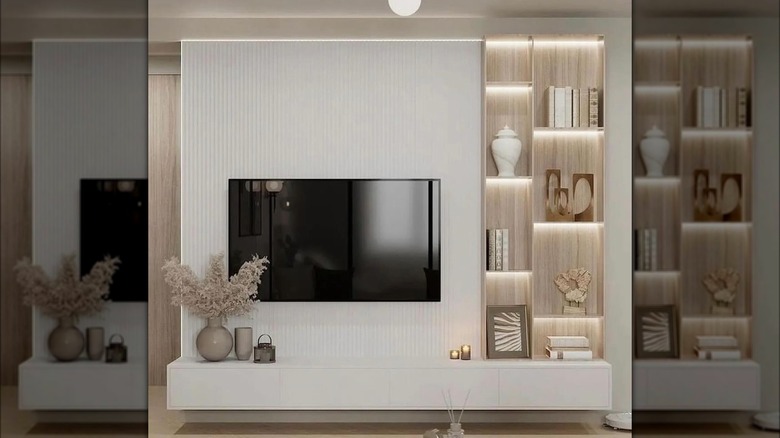 Tv unit with open shelves