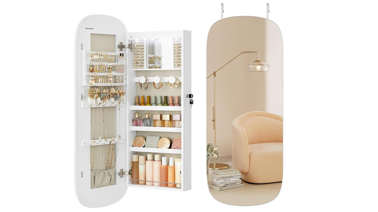 hanging medicine cabinet with mirror