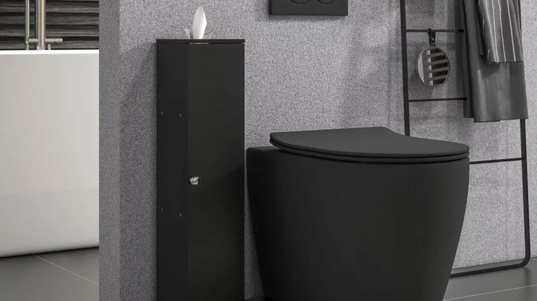 black toilet paper holding cabinet