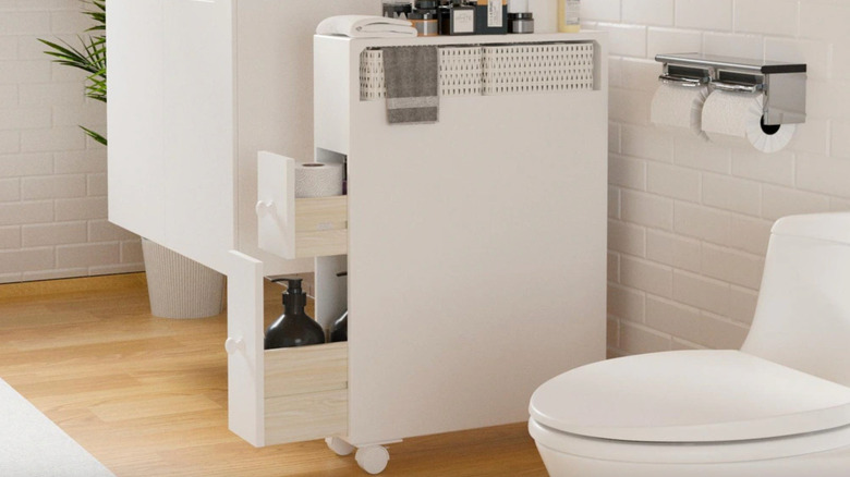 rolling bathroom cabinet with drawers