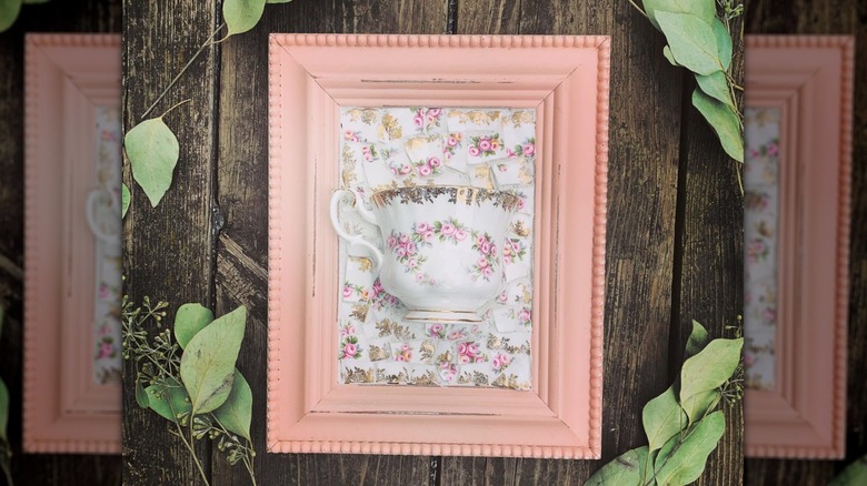 teacup planter in pink frame