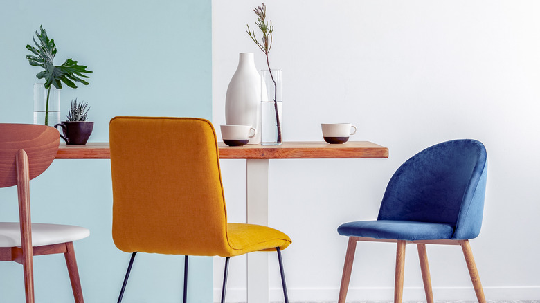 orange and blue chairs