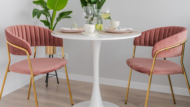 pink velvet dining room chairs