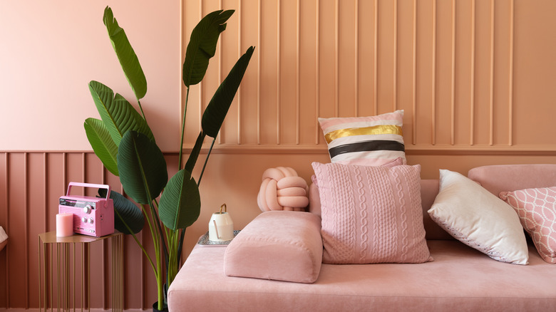 peach and pink walls