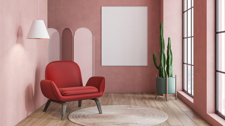 red armchair in pink room