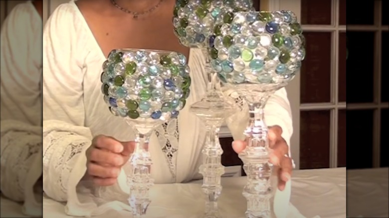 glass bejeweled goblets